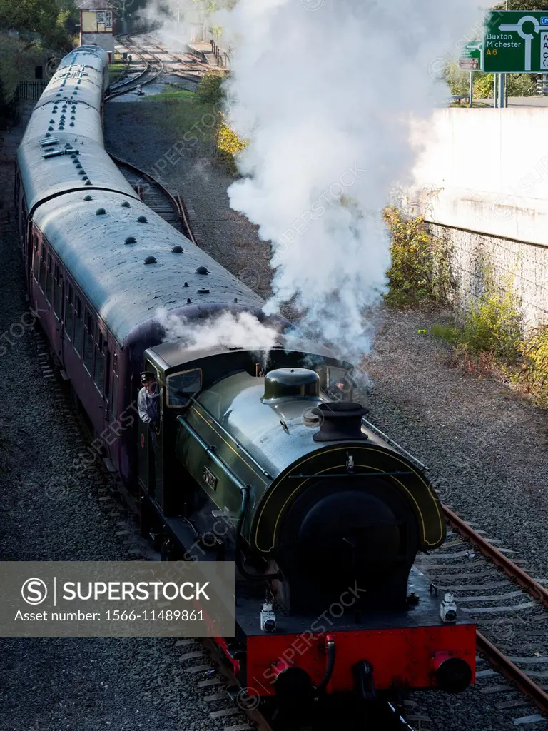 Peak Rail´s lord Phil vintage steam locomotive at Matlock Riverside station, Matlock,derbyshire,UK.