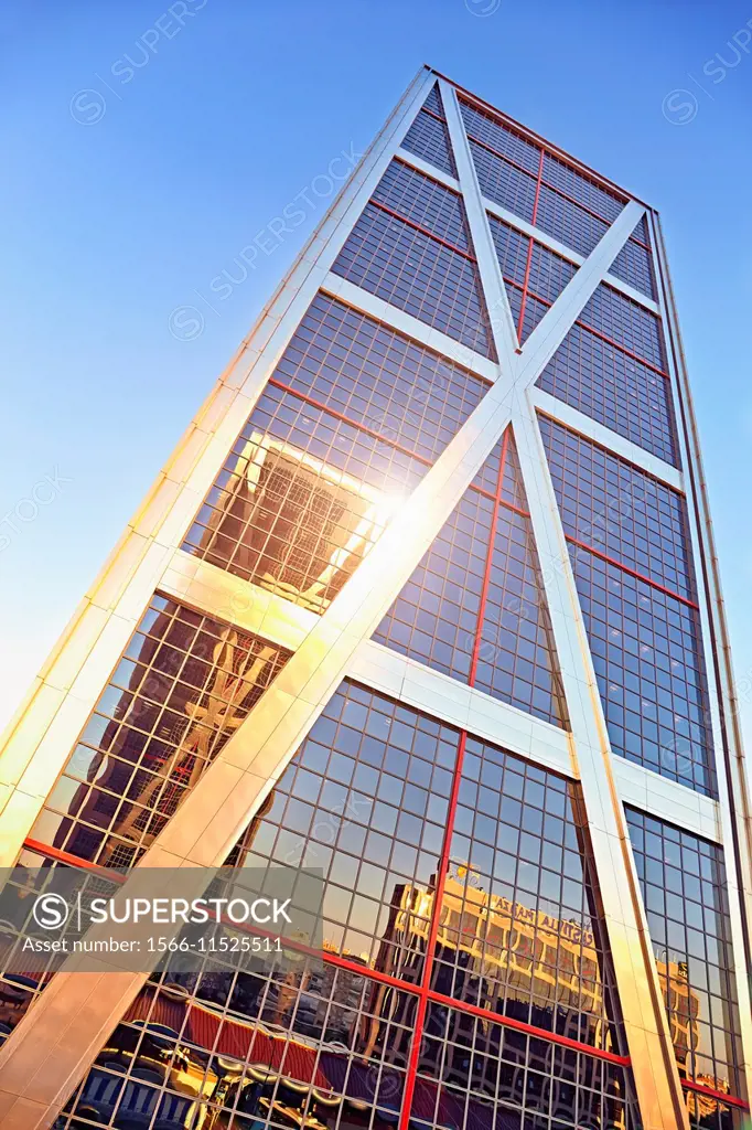 The Gate of Europe towers, also known as KIO Towers, twin office buildings in Madrid, Spain.