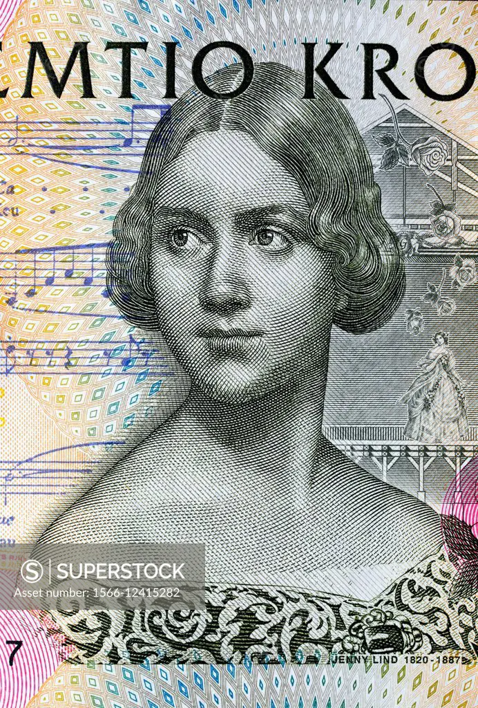 Singer Jenny Lind from 50 kronor banknote, Sweden, 2004.