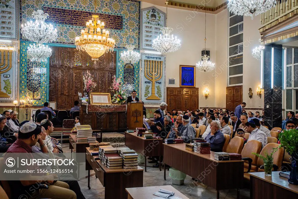 Iranian Jews attend one of the biggest synagogue in Northern Tehran, Yusef Abad Synagogue to celebrate Rosh Hashanah or Jewish New Year, Tehran, Iran.