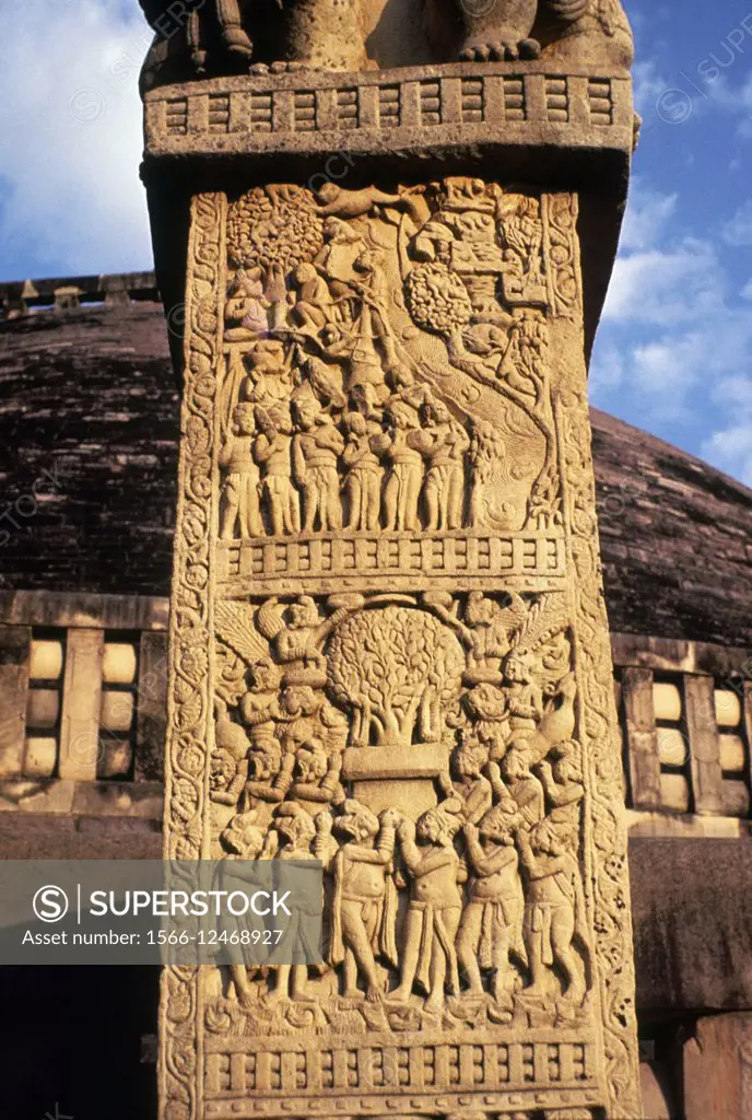 Stupa-1 West Torana, Mahakapi jataka. Sanchi, Dist Raisen, Madhya Pradesh India.