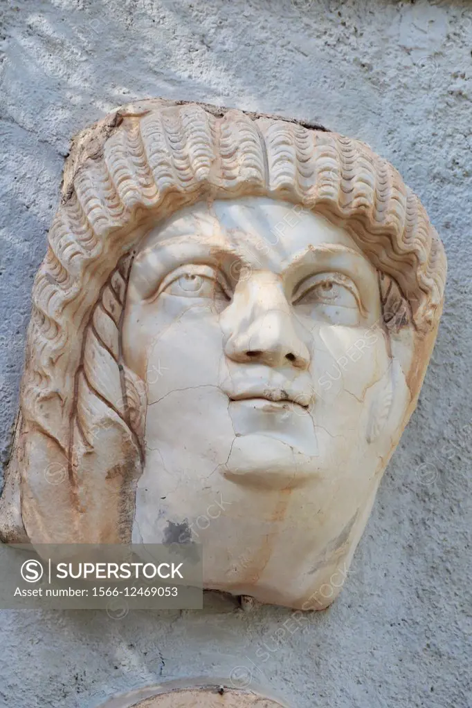 Roman sculpture, ancient city Cuicul, Djemila, Setif Province, Algeria.