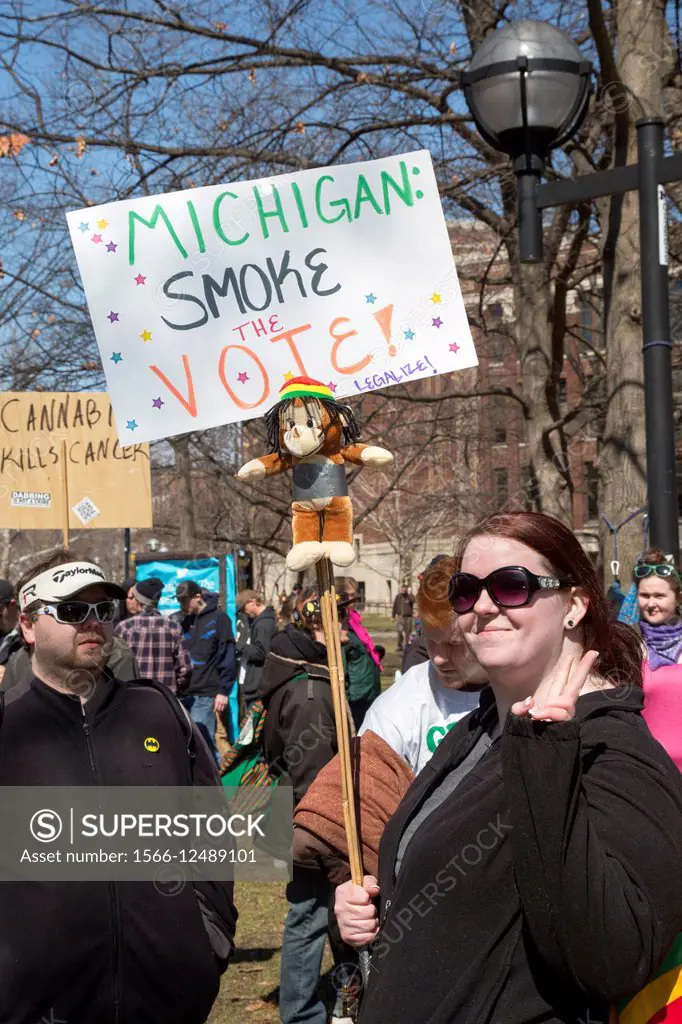 Ann Arbor, Michigan - The annual Hash Bash at the University of Michigan, where a lot of marijuana is smoked and speakers call for its legalization.