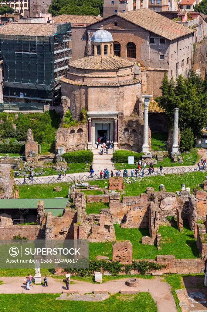 The Temple of Romulus, Roman Forum, Rome, Italy, Europe.