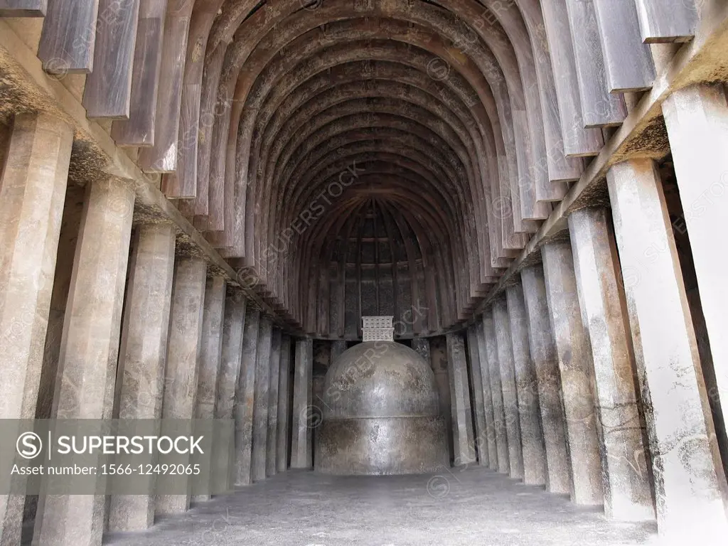 Bhaja caves, Stupa. These Buddhist caves date back to the 1st and 2nd century BC. Cave No. 12. One of the finest caves in Maharashtra, India.