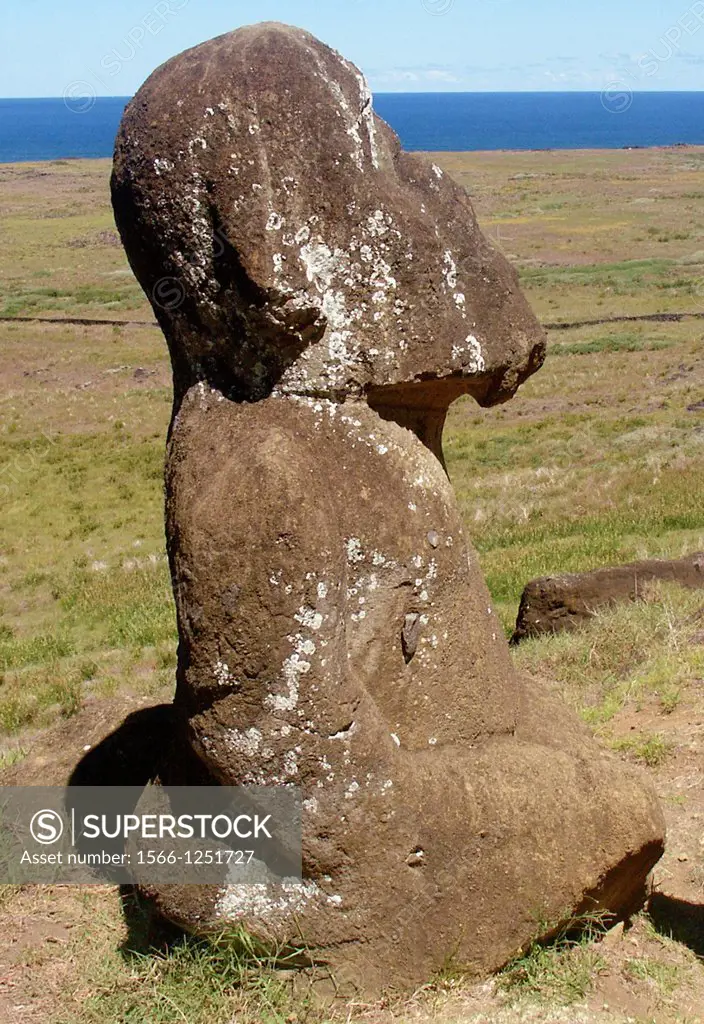 Tukuturi or Tuturi, kneeling moai in Tahitian style, Rapa Nui Easter Island, Chile