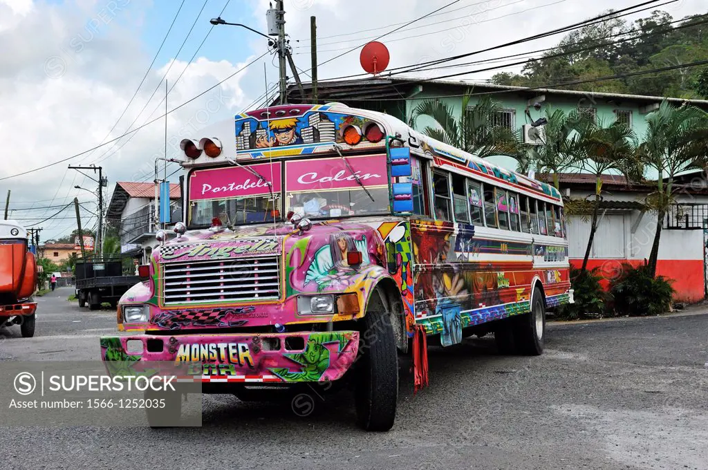 Diablo Rojo-Red Devil, bus in Panama, Portobelo, Republic of Panama, Central America