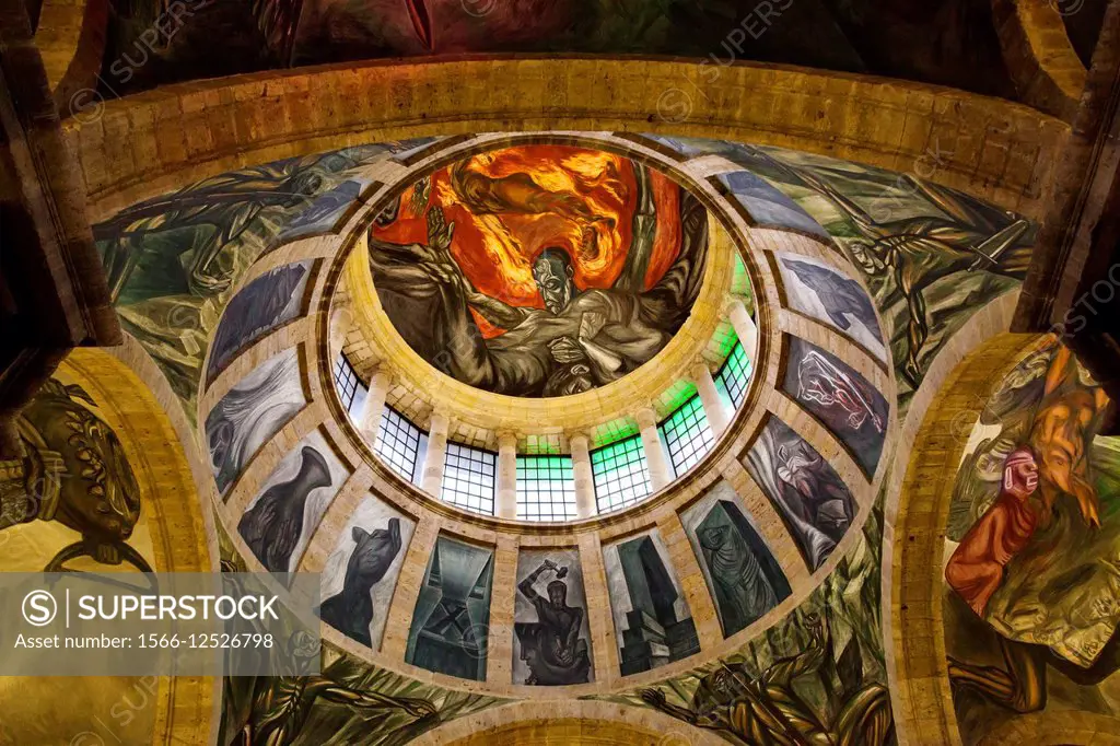 Allegory of The Man of Fire (1936-39), monumental fresco by José Clemente Orozco, Hospicio Cabanas, Guadalajara, Jalisco, Mexico