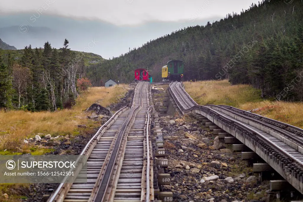 USA, New Hampshire, White Mountains, Bretton Woods, The Mount Washington Cog Railway, train to Mount Washington, fall.