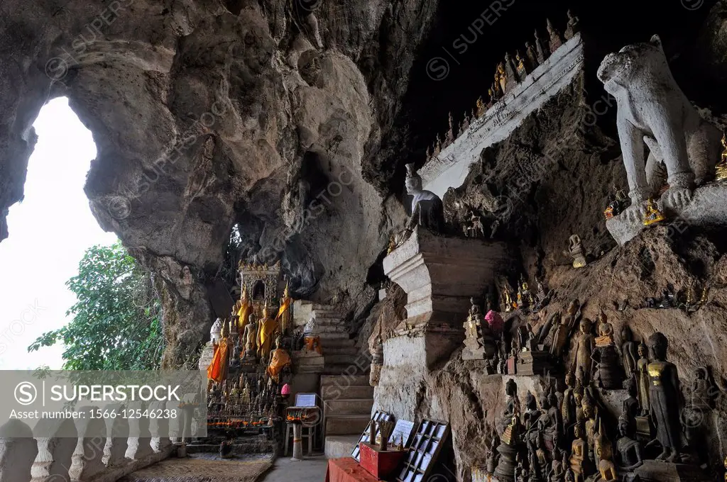 Pak Ou low cave, Vat Tham Ting, overlooking the Mekopng River, Luang Prabang district, Laos, Southeast Asia.