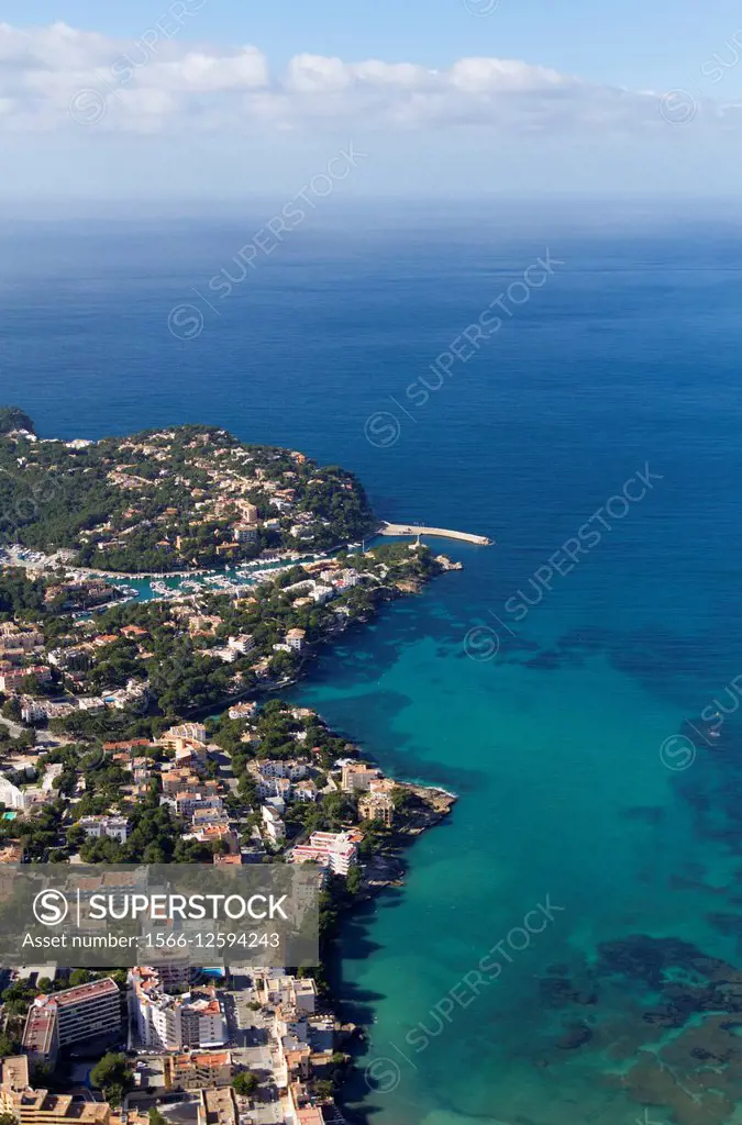 Aerial view of the coast of Mallorca, Majorca, Balears Island, Spain.