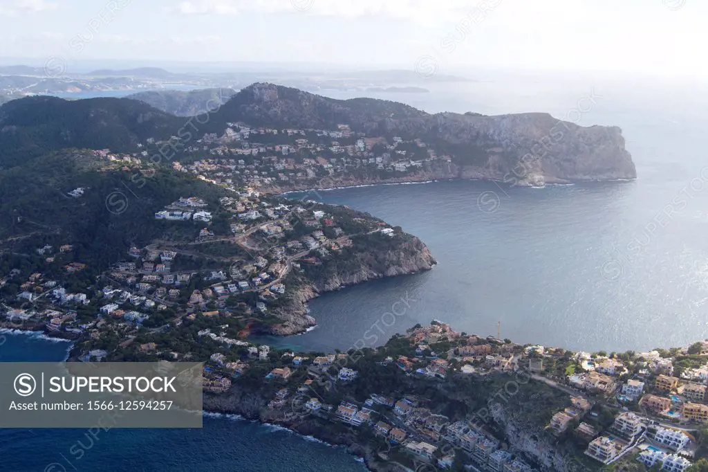 Aerial view of the coast of Mallorca, Majorca, Balears Island, Spain.