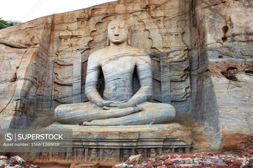 Sri Lanka - Gal Vihara Temple, buddha stone statue, Ancient City area, ruins of ancient Royal Residence, Polonnaruwa, town, old capital city of Sri La...