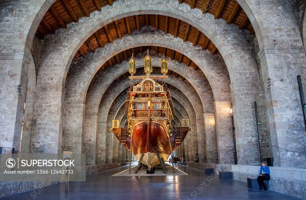 Don Juan from Austria´s royal galley, Royal Shipyards, Maritime Museum, Drassanes, Catalonia, Spain.