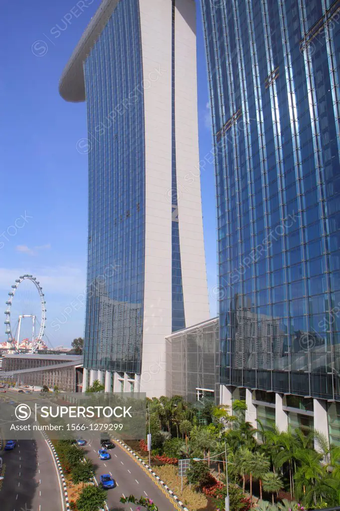 Singapore, Marina Bay Sands, hotel, Bayfront Avenue, Skywalk, Singapore Flyer, Ferris wheel,