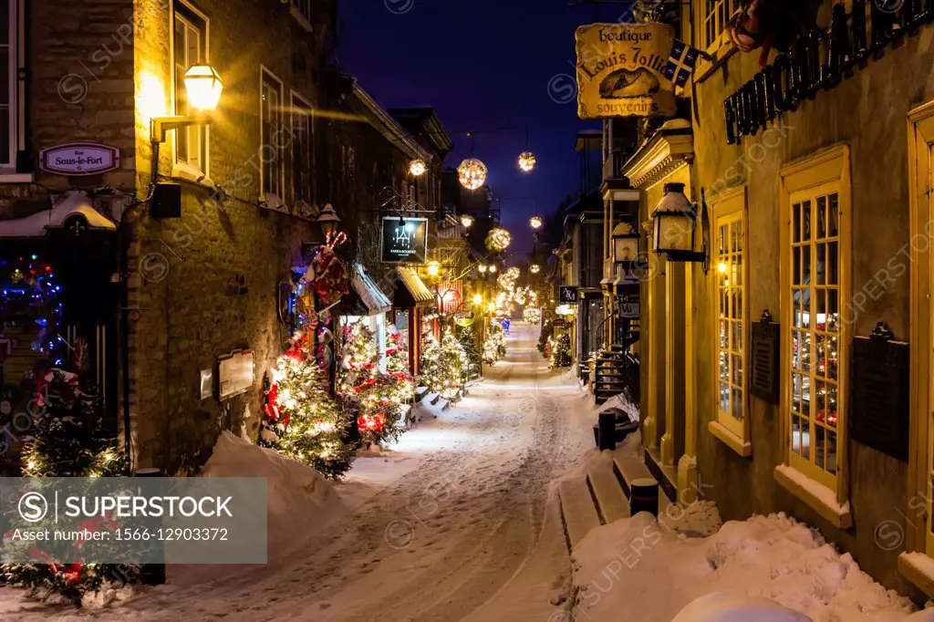 Rue du Petit Champlain during Christmas, Lower Town, Quebec City