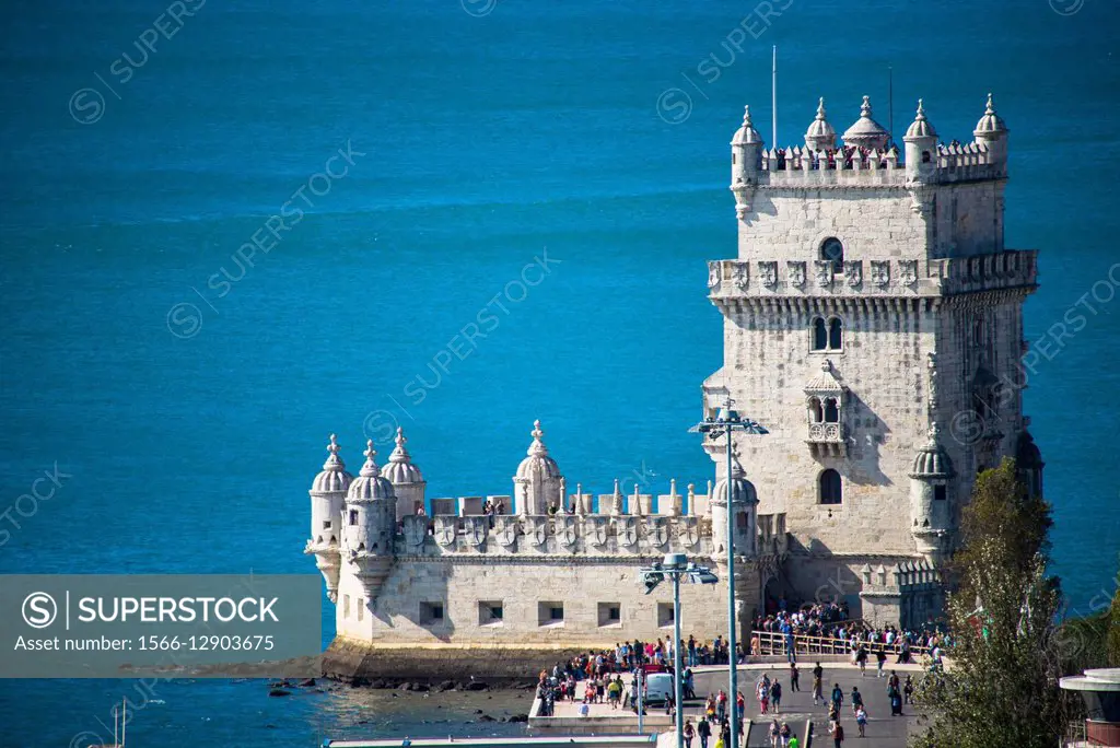 view at belem castle in lisboa portugal