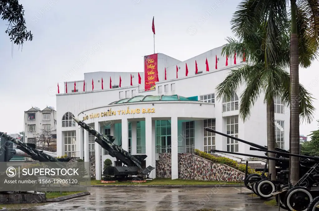 Vietnam, Hanoi, B-52 Victory Museum, exterior with wreck of US Air Force B-52 momber.