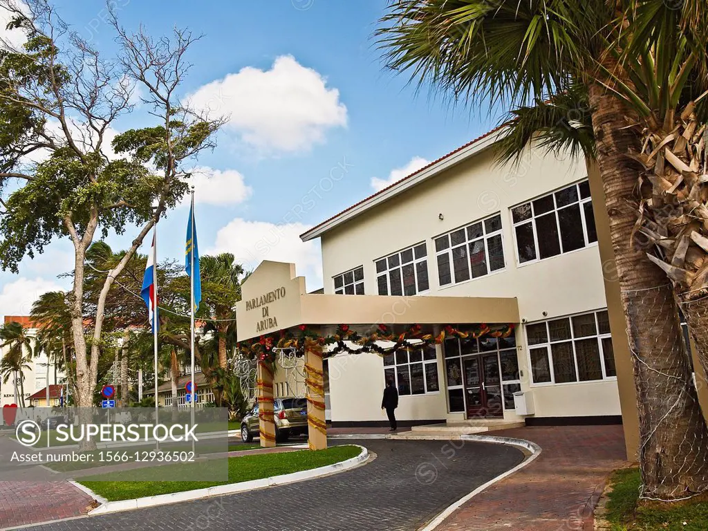 Aruba Parliament Building in Oranjestad, Aruba.