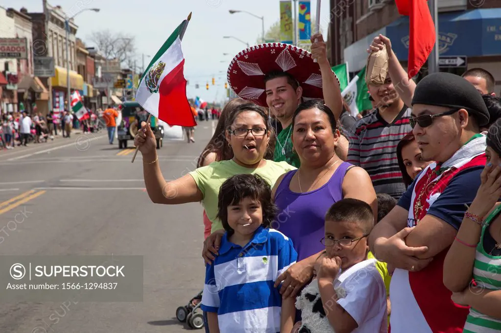 Detroit, Michigan - People watch the annual Cinco de Mayo parade in the Mexican-American neighborhood of southwest Detroit.