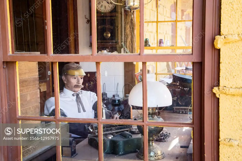 Golden, Colorado - The Colorado Railroad Museum. A station agent in a replica 1880s railroad depot. (For editorial use only. All usage must indicate p...