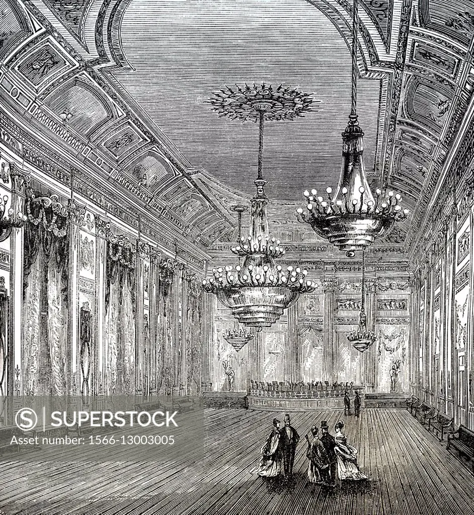 The ballroom, Almack´s Assembly Rooms or Willis´s Rooms, 19th century, a social club in London, England.