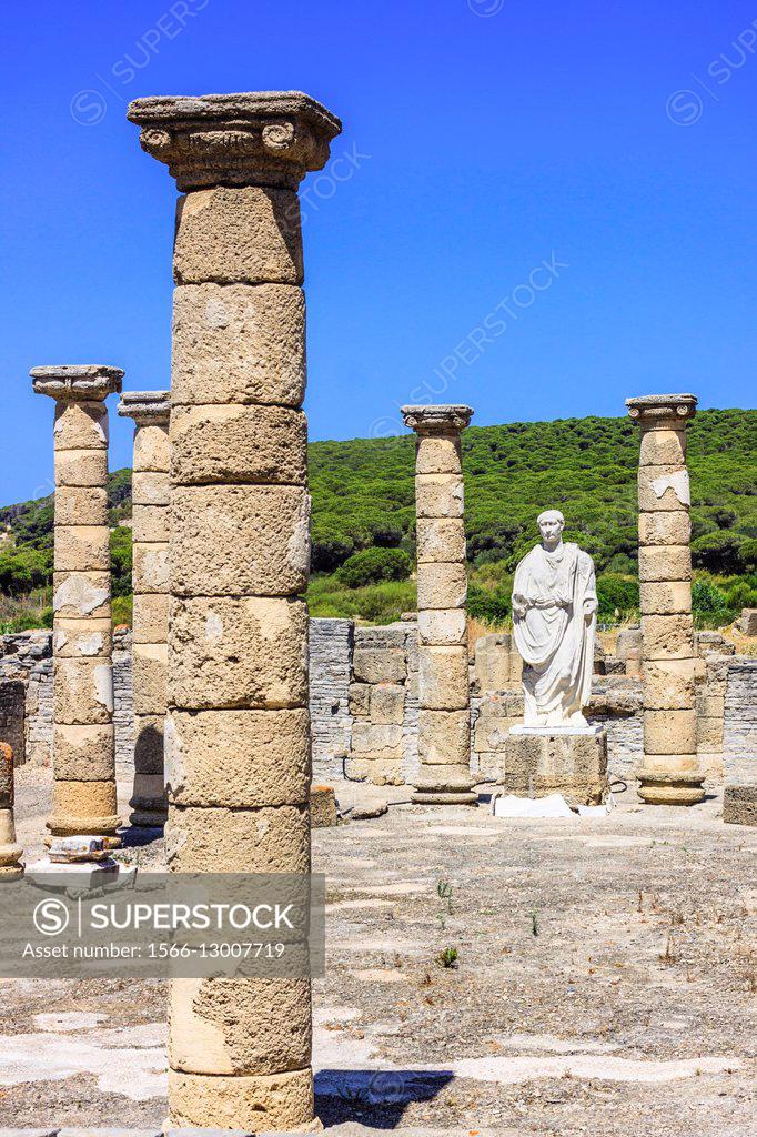 Trajan Statue And Basilica At The Roman Ruins Of Baelo Claudia In ...