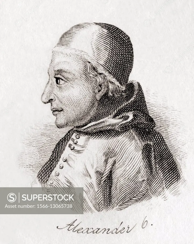 Pope Alexander VI, 1431-1503, born Roderic Borgia. From Crabb´s Historical Dictionary, published 1825.