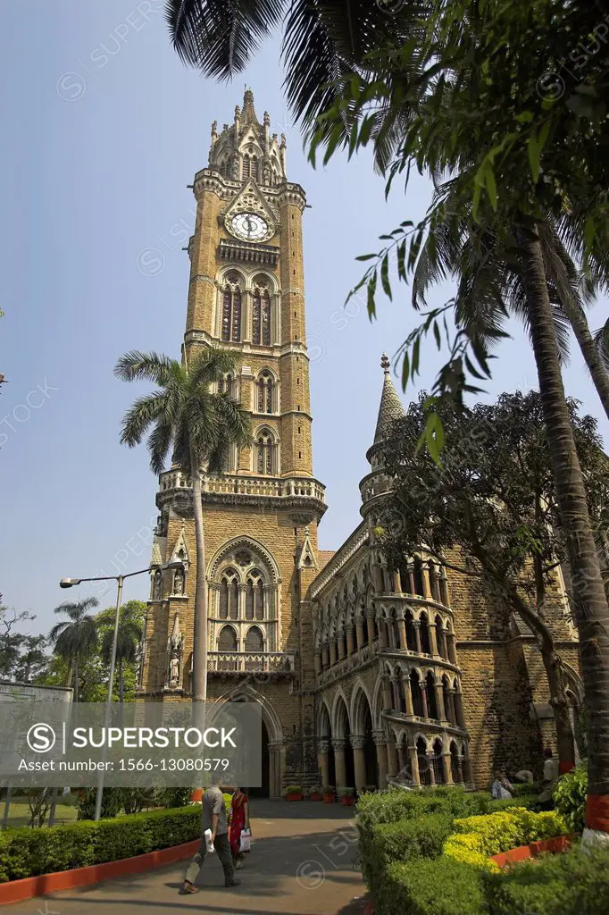 Bombay University and library with Rajabai Tower and clock Churchgate Mumbai India.