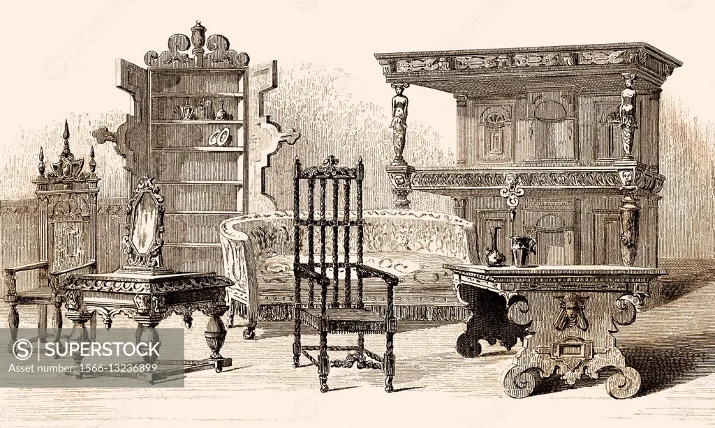 16th century Furniture in England.