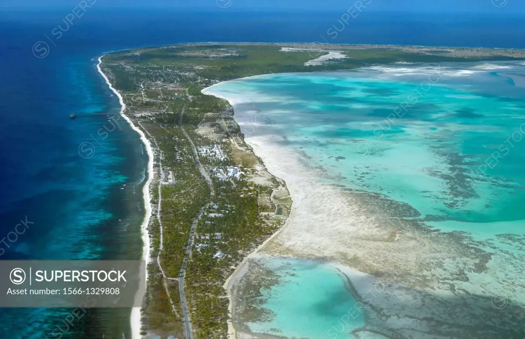 Aerial view of Christmas Island (Kiritimati), Kiribati.