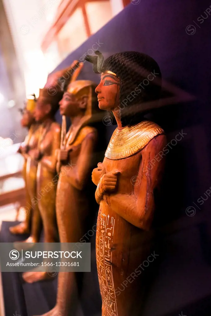 Ushabti figure from the tomb of Tutankhamen at museum. Egypt