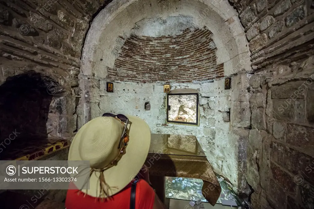 Rock of Calvary (Golgotha) in Holy Sepulchre Church also called Church of Resurrection, Jerusalem, Israel.