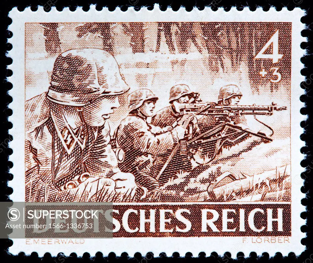 Schutz-Staffel Troops SS, postage stamp, Germany, 1943