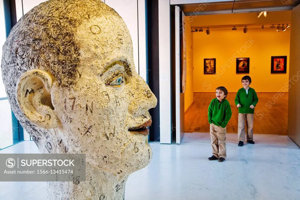 ´Child´s view´ sculpture (polyester resin and paint) by John Davies in the Museum of Fine Arts, Bilbao. Biscay, Basque Country, Spain