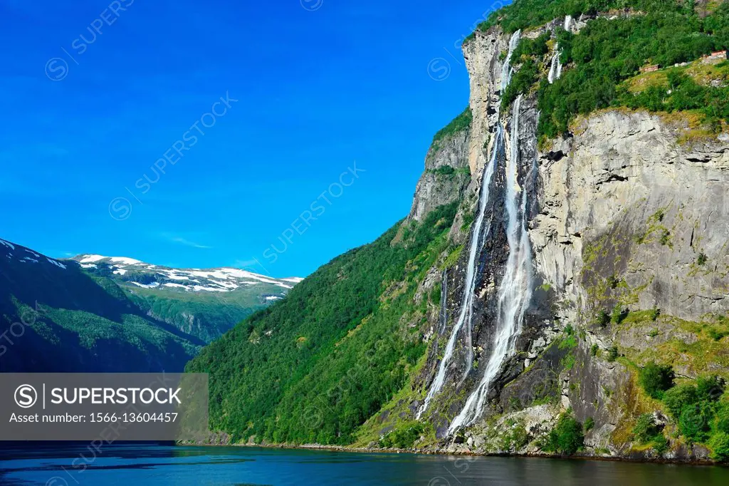 Seven Sisters on Geirangerfjord, Norway Fjord, Europe.