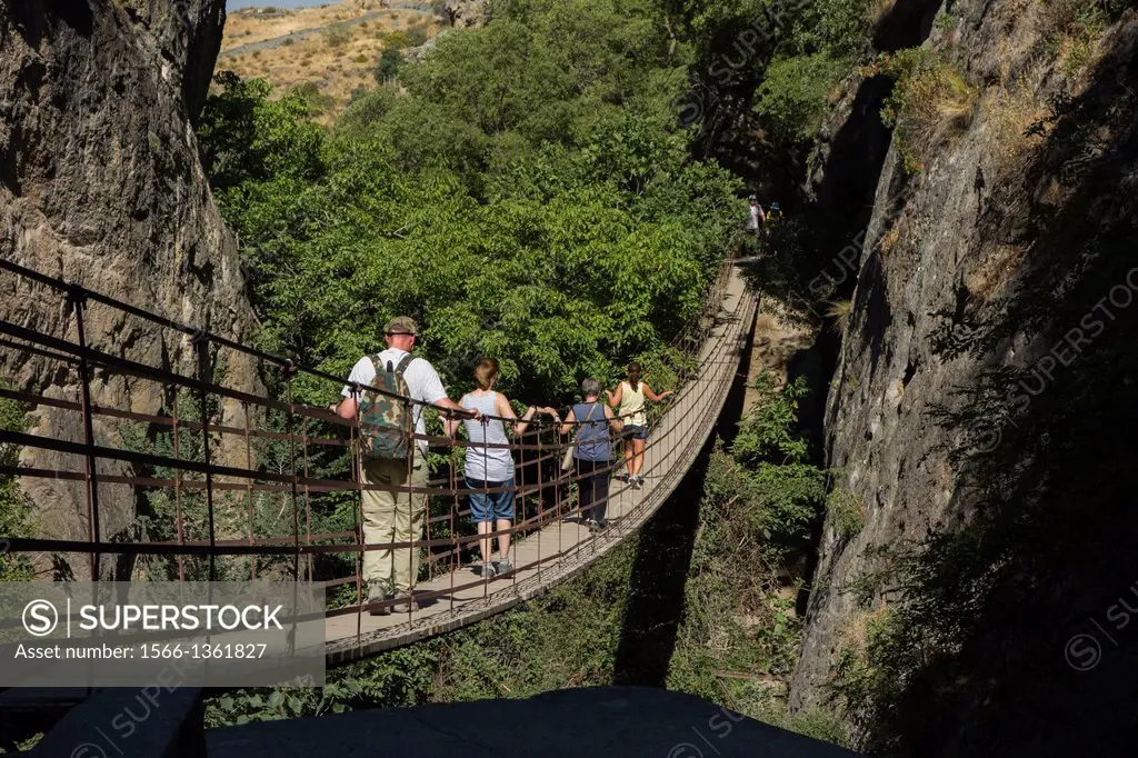 Suspension Bridge, Los Cahorros de Monachil, Monachil, Granada, Andalucia, province, Spain.