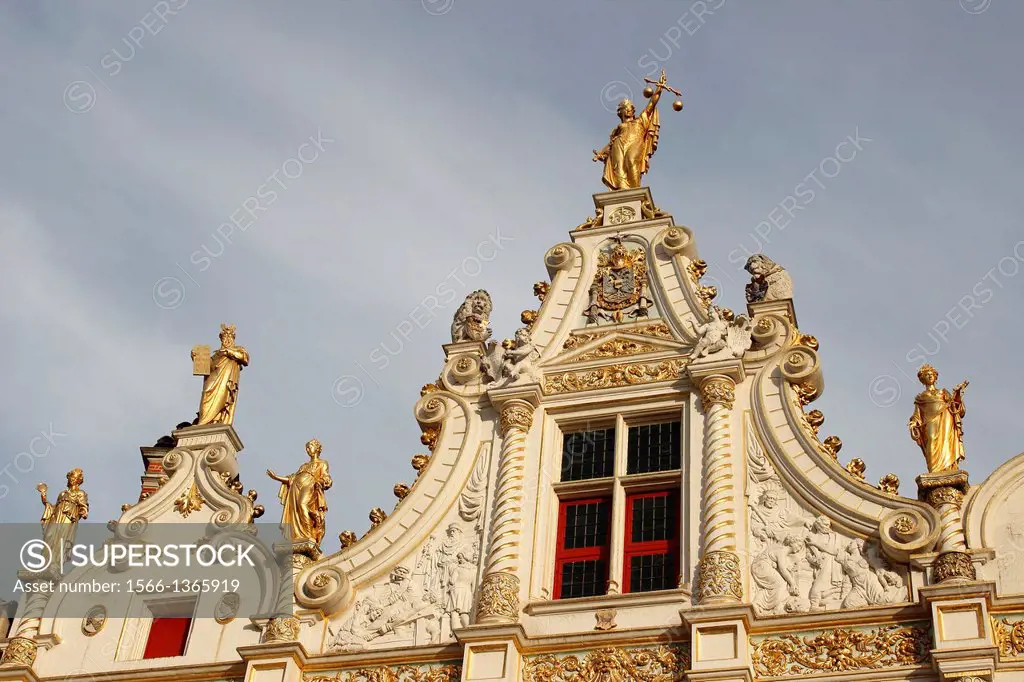 Bruges Belgium Flanders Europe Brugge Palace of Justice gilded statues Renaissance Hall.