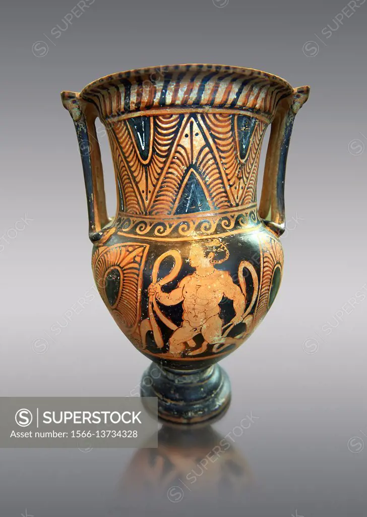 323-300B. C Etruscan Hellenistisc style column Krater with red figure ...