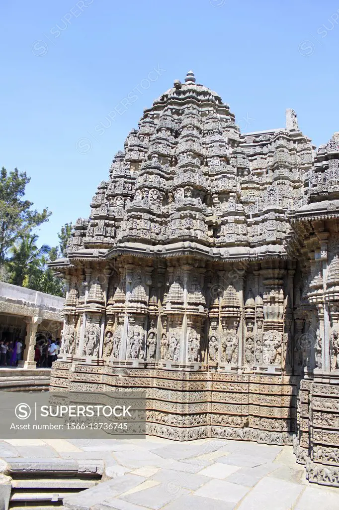 Vesara style stellate shrine and pradakshina-patha around the temple is raised on a molded star-shaped plinth, at the Chennakeshava temple, Hoysala Ar...