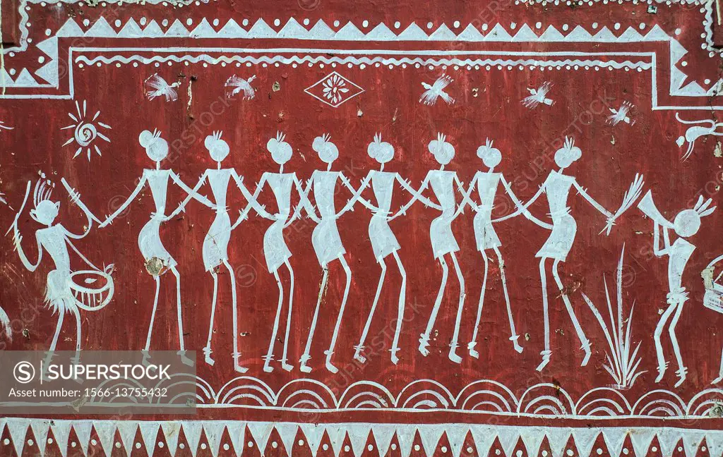 Tribal painting at Koraput ( Odisha state, India). - SuperStock