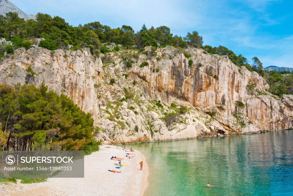 Nugal, nudist naturist beach, Makarska, Dalmatia, Croatia.