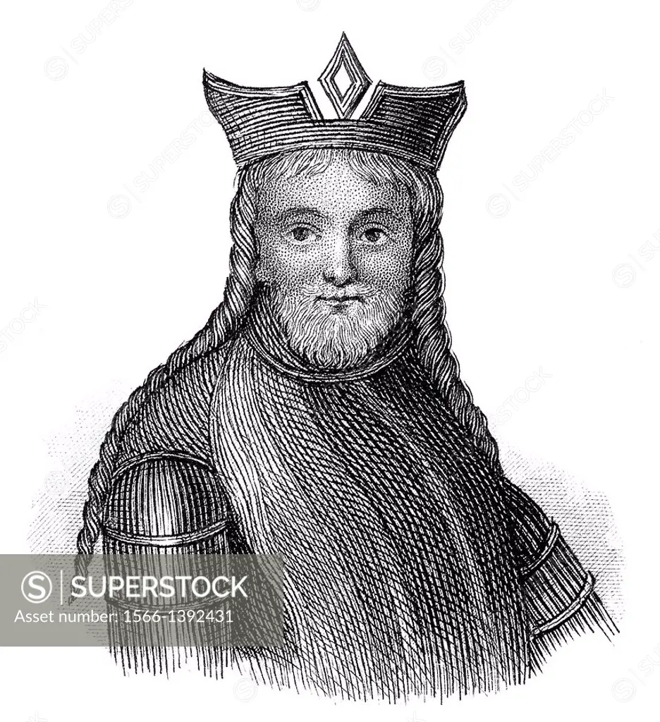 Porttrait of Adalrich or Eticho, 645 - 690, the Duke of Alsace, the founder of the family of the Etichonids and of the Habsburg.