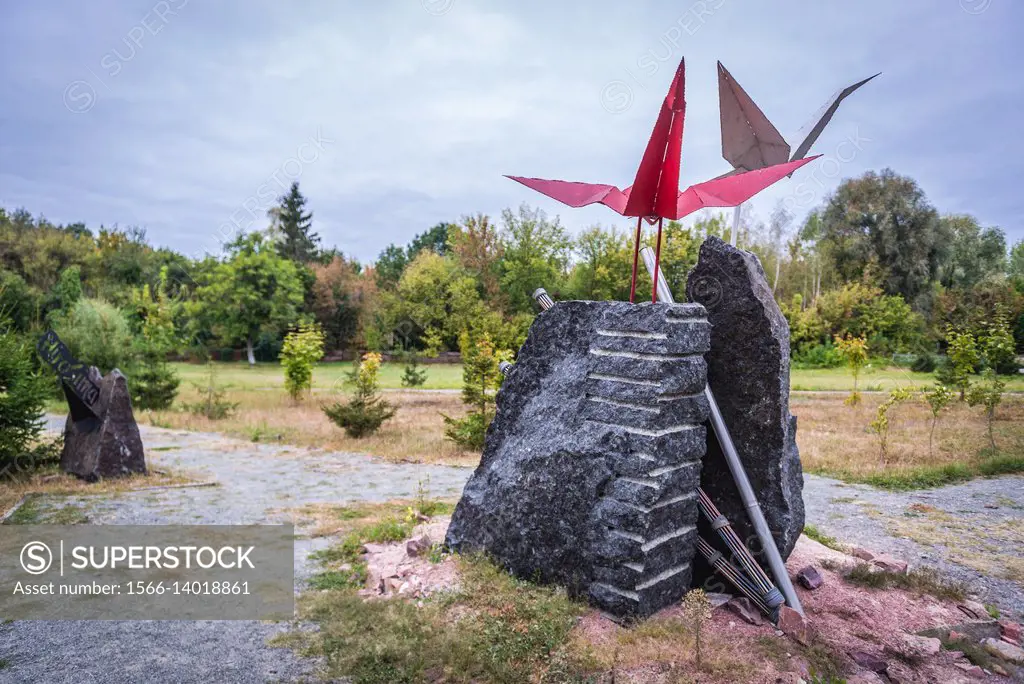 Wormwood Star memorial complex in Chernobyl town, Chernobyl Nuclear Power Plant Zone of Alienation around the nuclear reactor disaster in Ukraine.