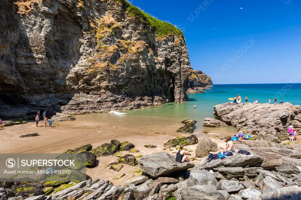 View over Bossiney Haven on the north coast of Cornwall England