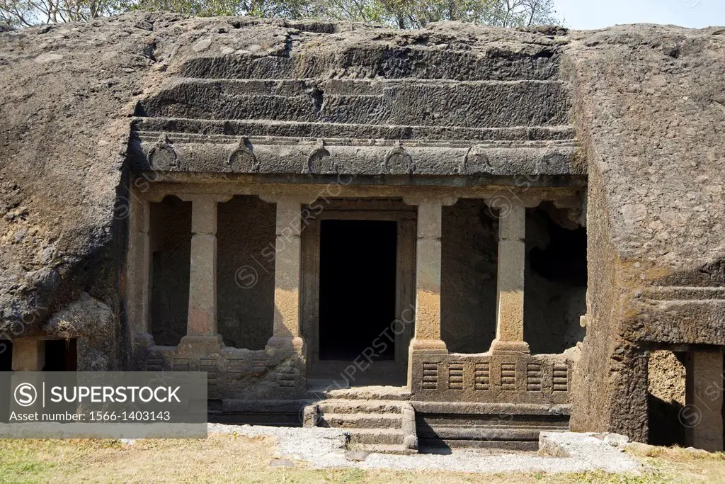 Mahakali Caves or Kondivita Caves. Vihara on the Eastern side. Andheri, Mumbai, Maharashtra, India