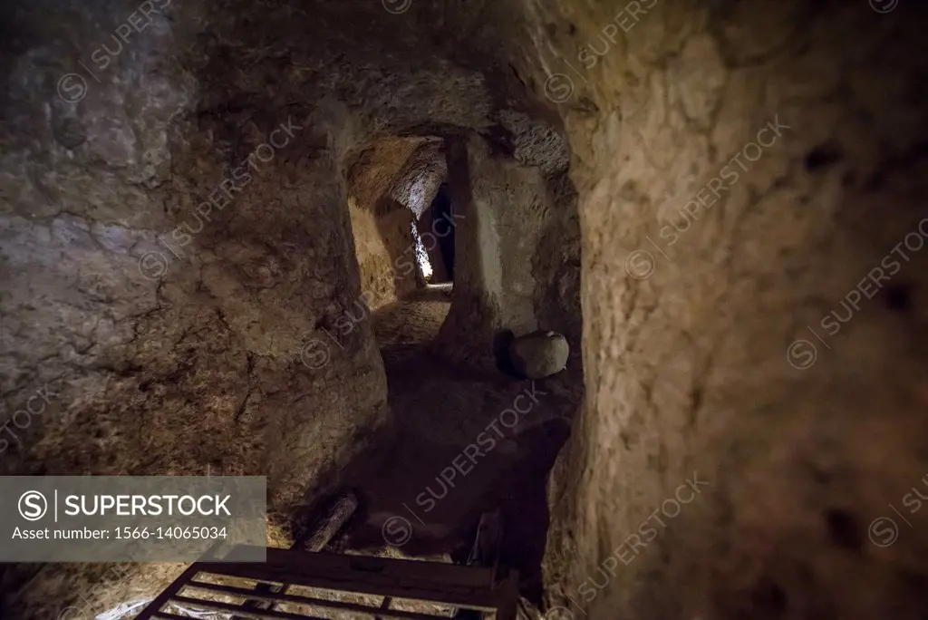 Corridor in ancient underground city of Ouyi - Nooshabad also called Nushabad in Aran va Bidgol County, Iran.