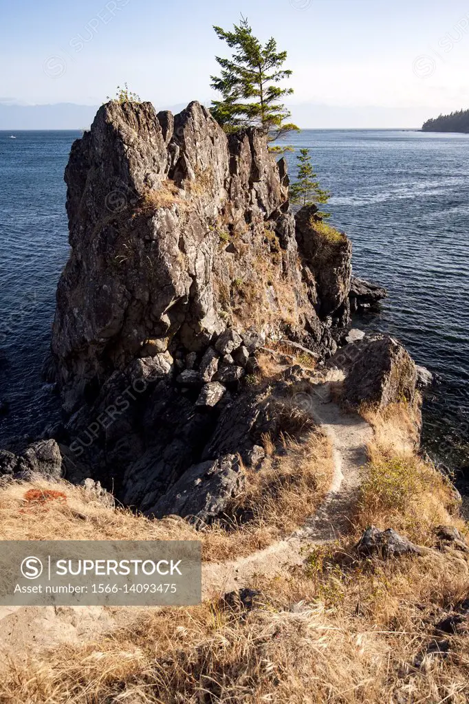 Rocky Coastline on Creyke Point Trail - East Sooke Regional Park, Sooke, Vancouver Island, British Columbia, Canada.