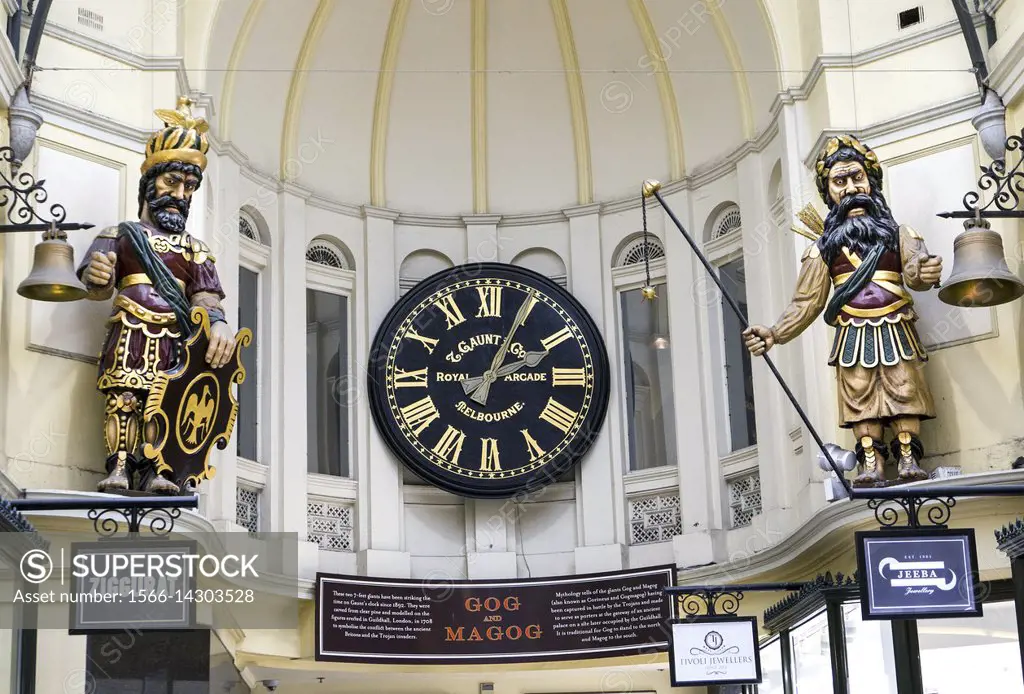 Royal Arcade Gog and Magog clock Melbourne Victoria Australia.