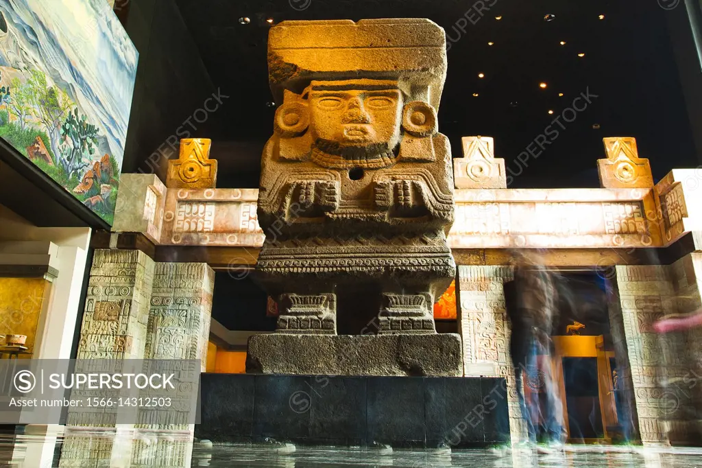 Chalchiuhtlicue, Aztec goddess of water, rivers, seas, streams, storms, and baptism, National Museum of Anthropology, Mexico City, Mexico, Central Ame...